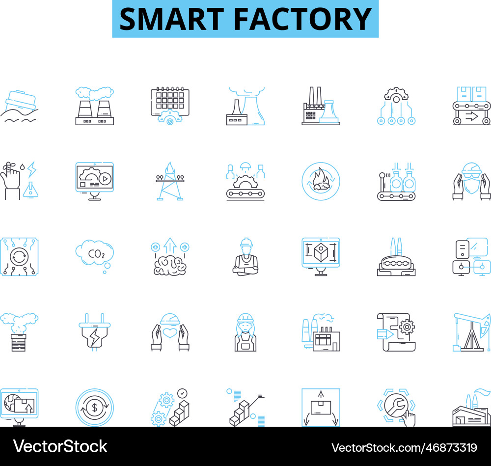 Smart factory linear icons set automation Smart factory linear icons set automation Vector Image