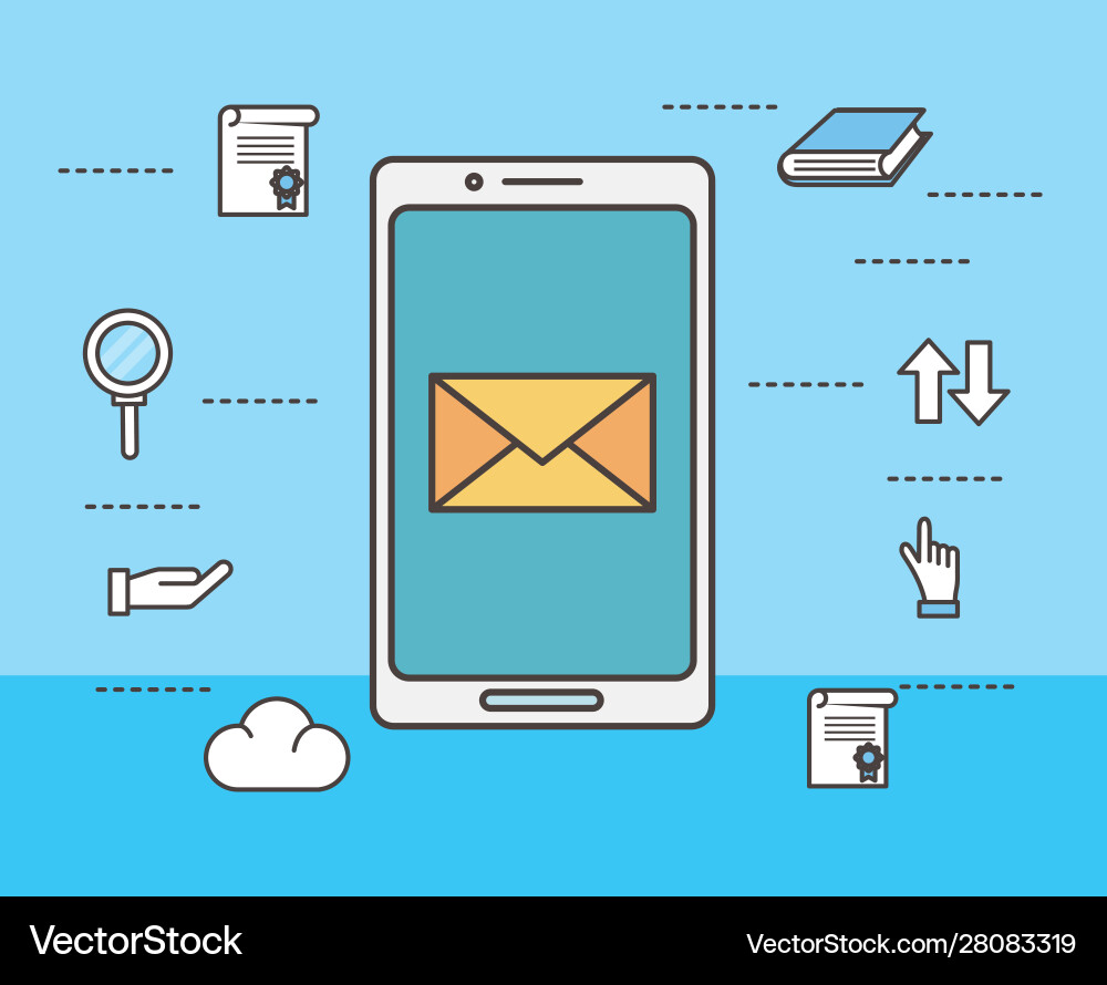 Smartphone and social media icon set design Vector Image