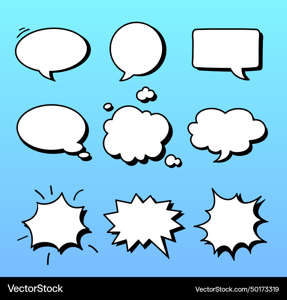 Speech Bubbles Comic Icons Royalty Free Vector Image