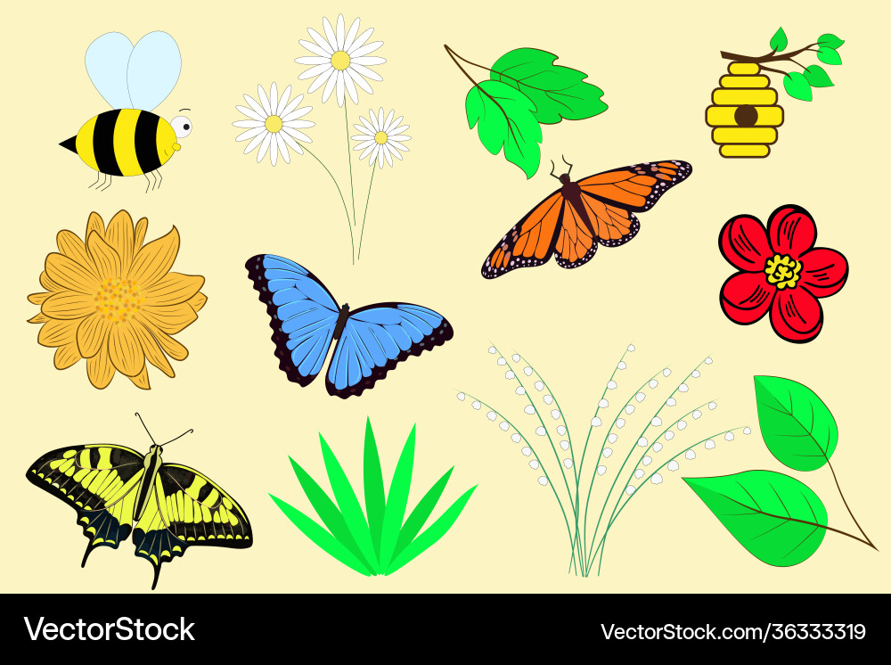 Spring set elements for design Vector Image