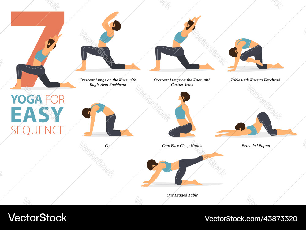 7 Easy Yoga Poses for Beginners Vector Image