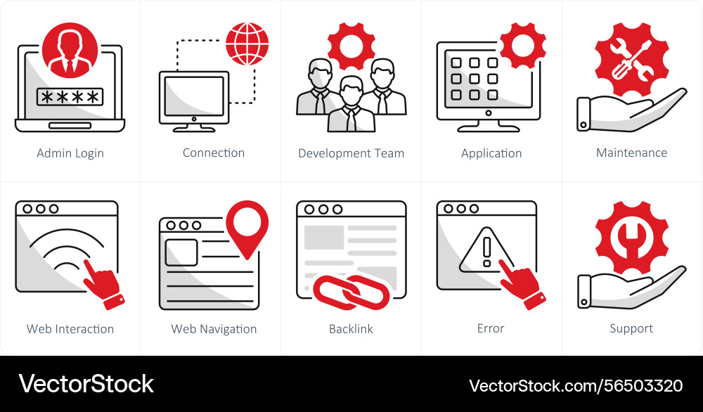 A set of 10 web design icons as admin login Vector Image