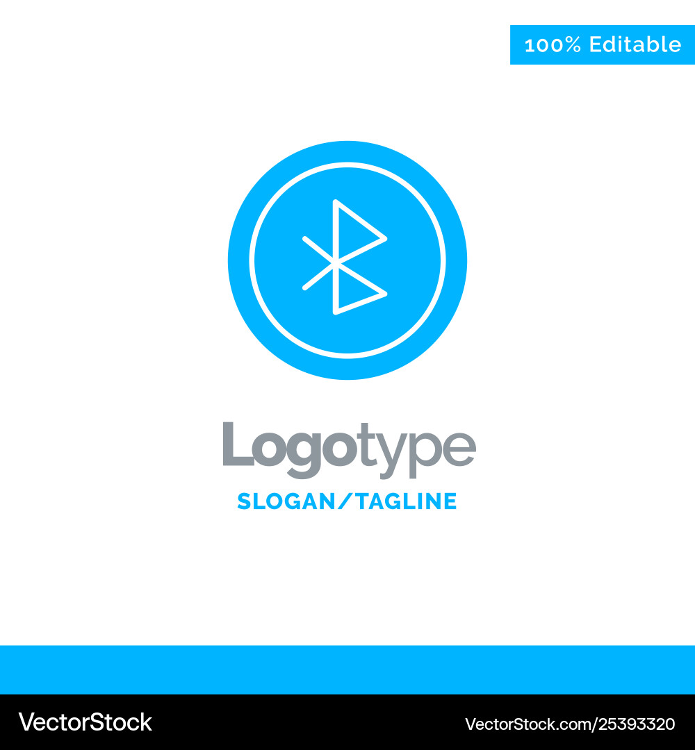 Bluetooth ui user interface blue solid logo Bluetooth ui user interface blue solid logo vector image