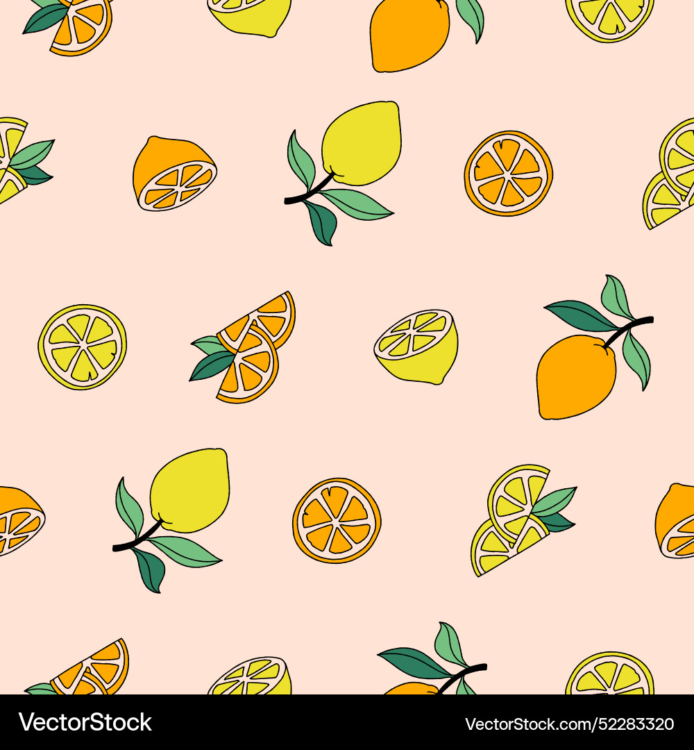 Collection of lemon seamless pattern for print Vector Image