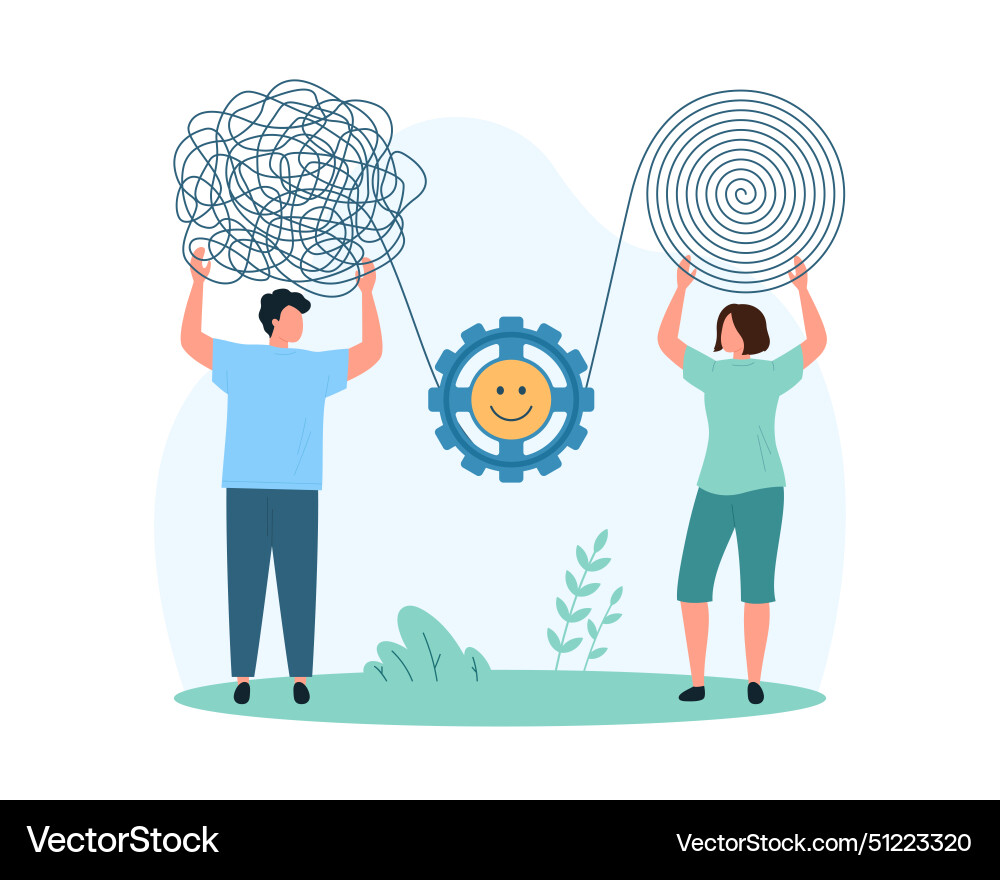 Communication problems solving tiny two people Communication problems solving tiny two people vector image