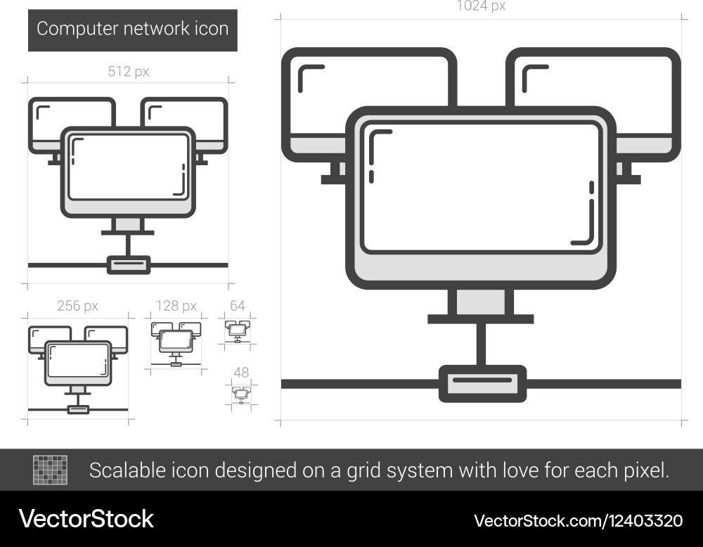 Computer network line icon vector image