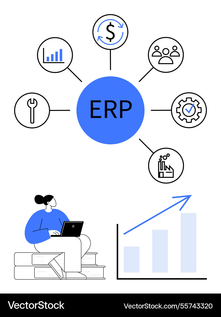 Erp system integration with tools enhancing Erp system integration with tools enhancing vector image