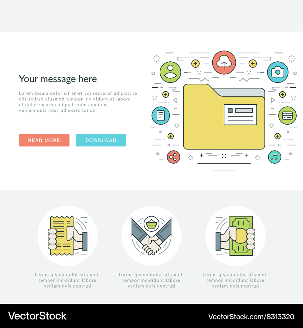 Flat line business concept web site header vector image