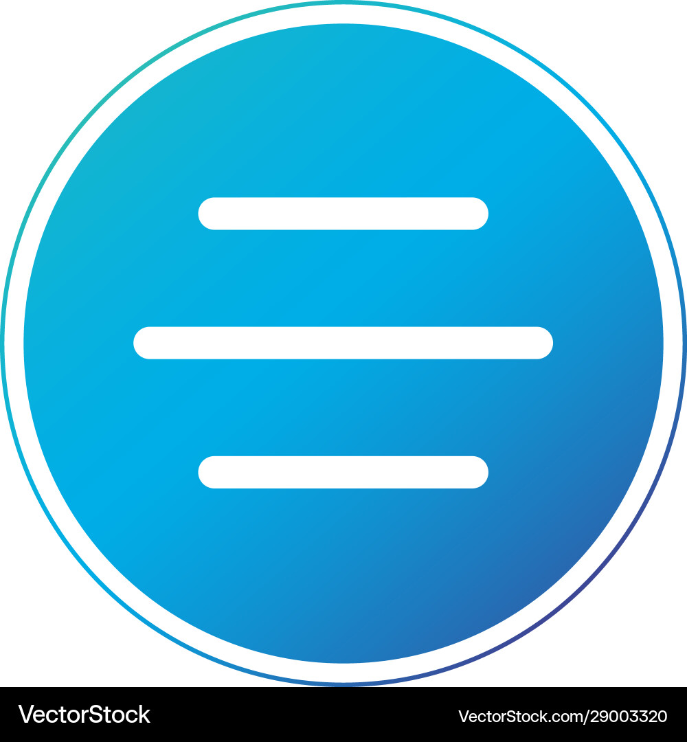 Hamburger menu circle icon or button for web vector image