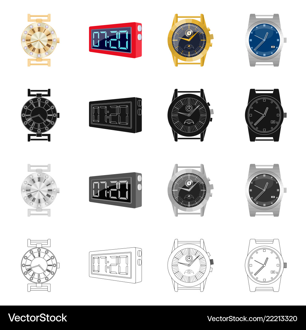 Isolated object of clock and time symbol set vector image