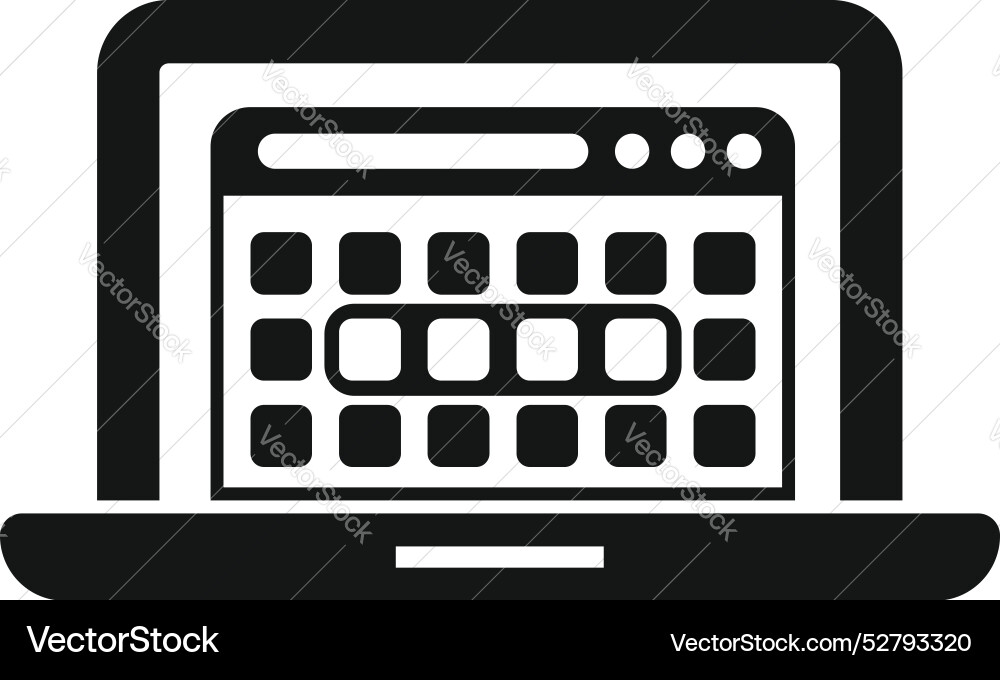 Laptop showing calendar app with highlighted week Vector Image