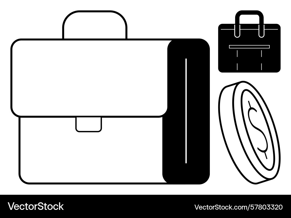 Minimalist briefcase and coin design representing Vector Image