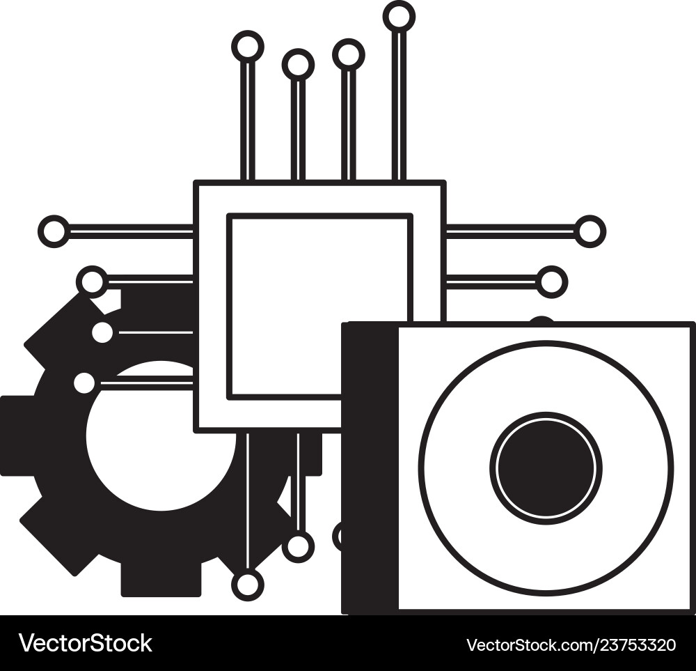 Motherboard circuit compact disk setting vector image