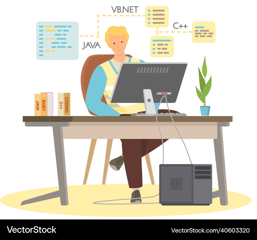 Programmer engineering and coding Programmer engineering and coding vector image