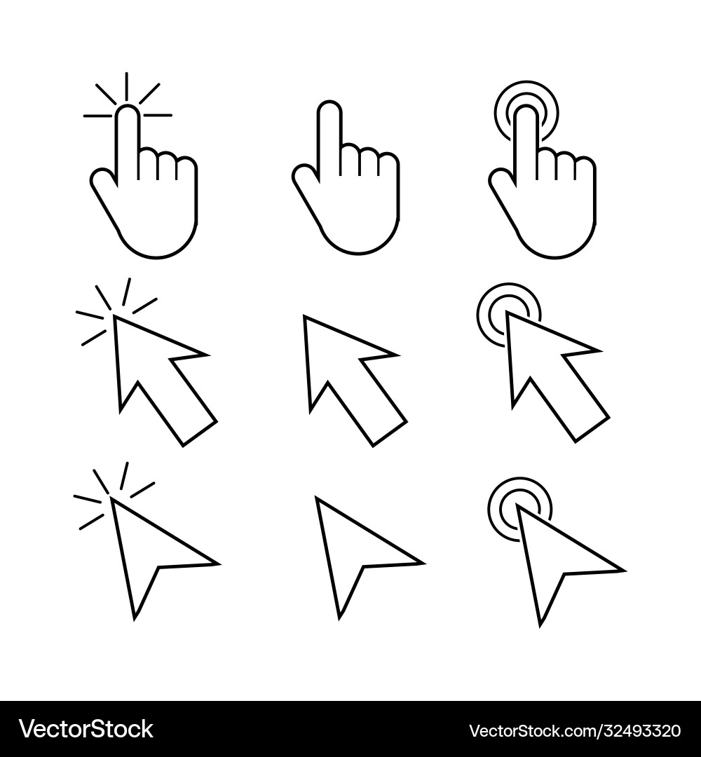 Set cursor icon click design collection vector image