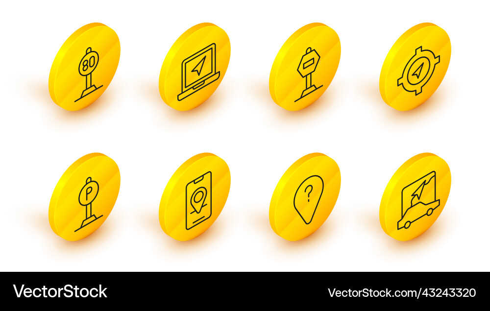 Set line city map navigation unknown route point Set line city map navigation unknown route point vector image