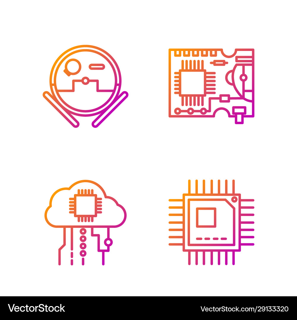 Set line processor with microcircuits cpu Set line processor with microcircuits cpu Vector Image