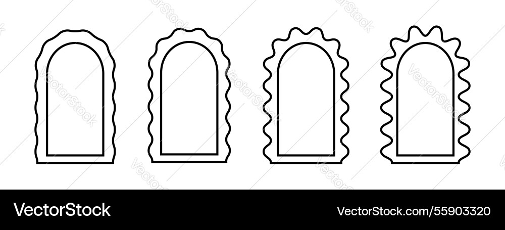 Set of arch frames with wavy edges simple Set of arch frames with wavy edges simple vector image