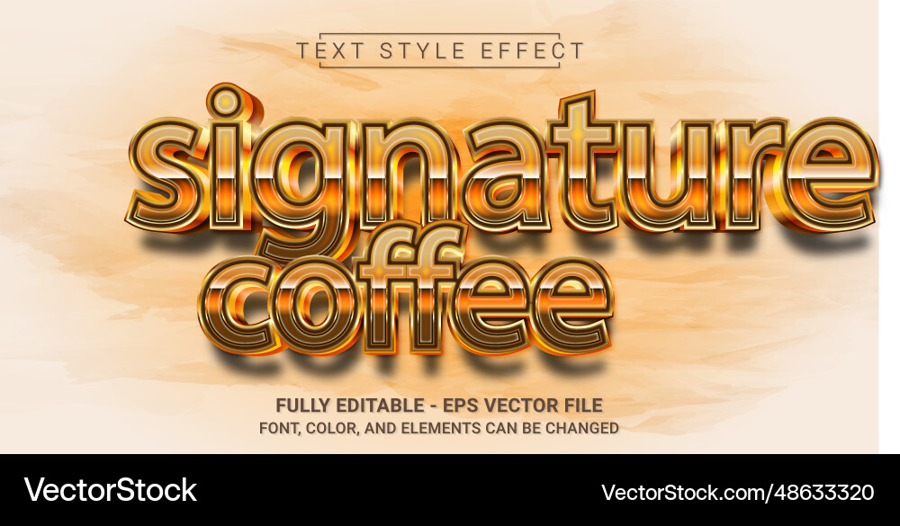 Signature coffee text style effect editable Signature coffee text style effect editable vector image