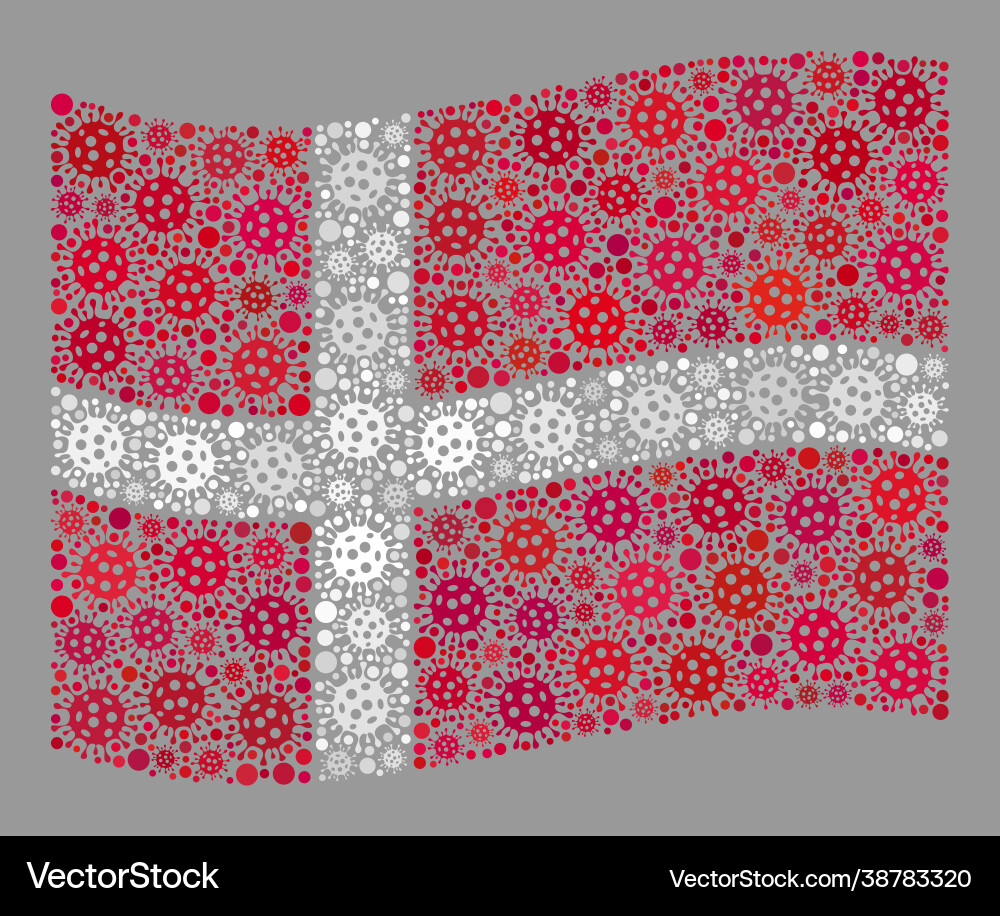 Waving denmark flag - collage with covid-2019 Waving denmark flag - collage with covid-2019 vector image