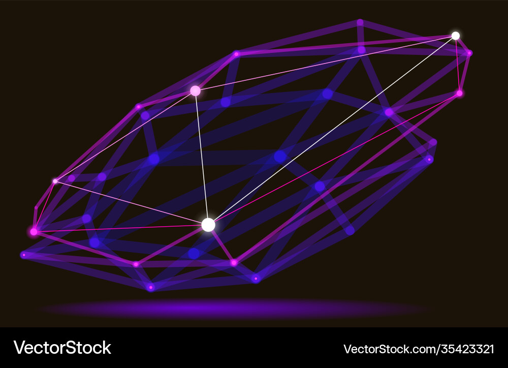 Abstract 3d mesh shape dots connected with lines Vector Image