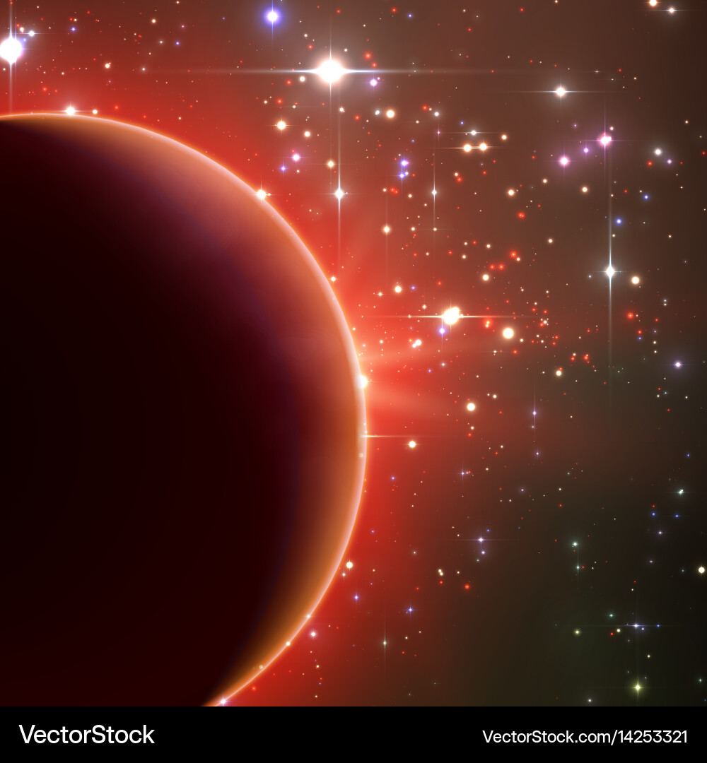 Abstract red background with planet Vector Image
