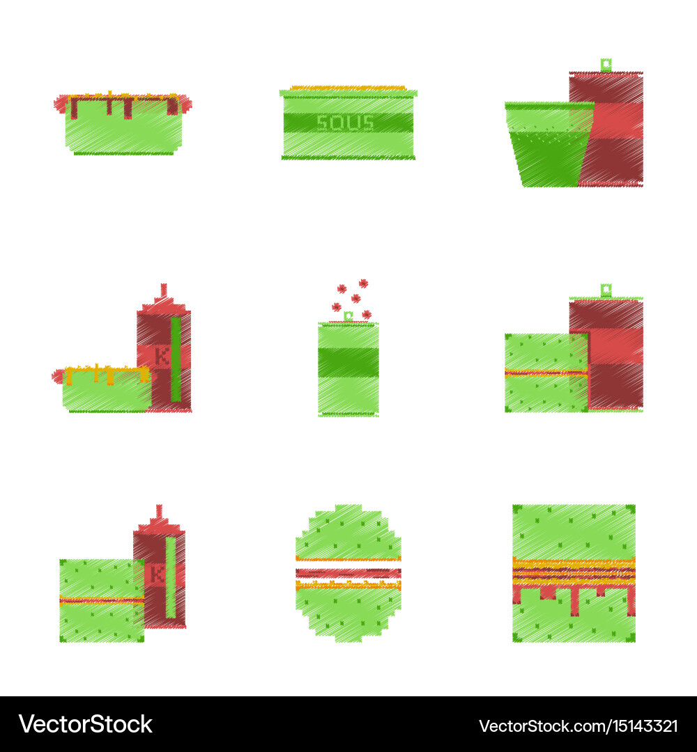 Assembly of flat shading style pixel icon fast vector image