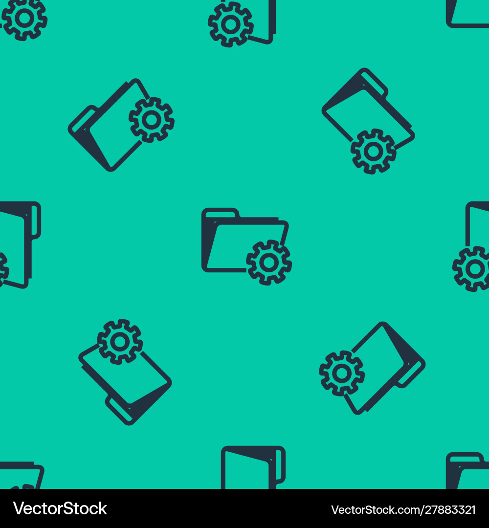 Blue line folder settings with gears icon isolated Blue line folder settings with gears icon isolated vector image