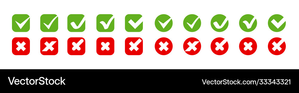 Check marks with crosses icons big collection Check marks with crosses icons big collection vector image