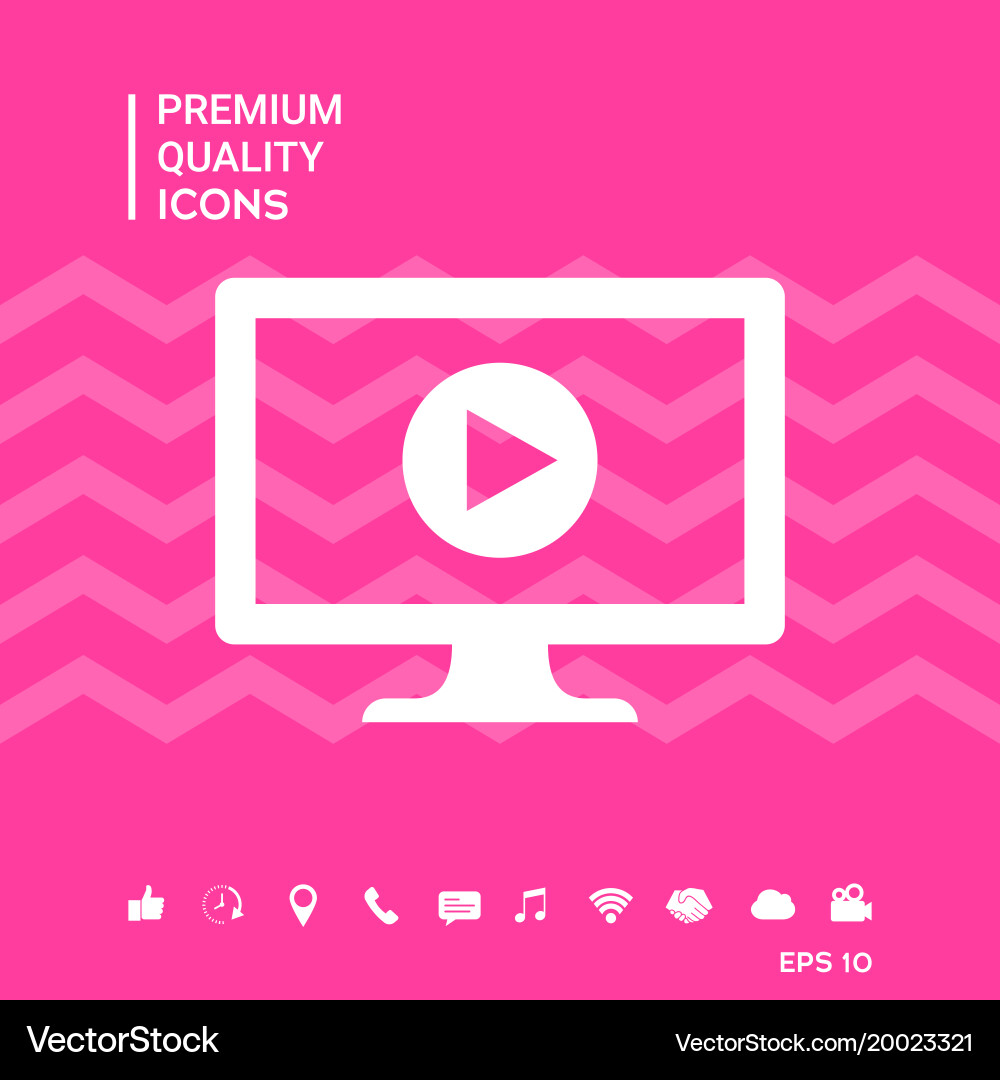 Computer with play button icon vector image