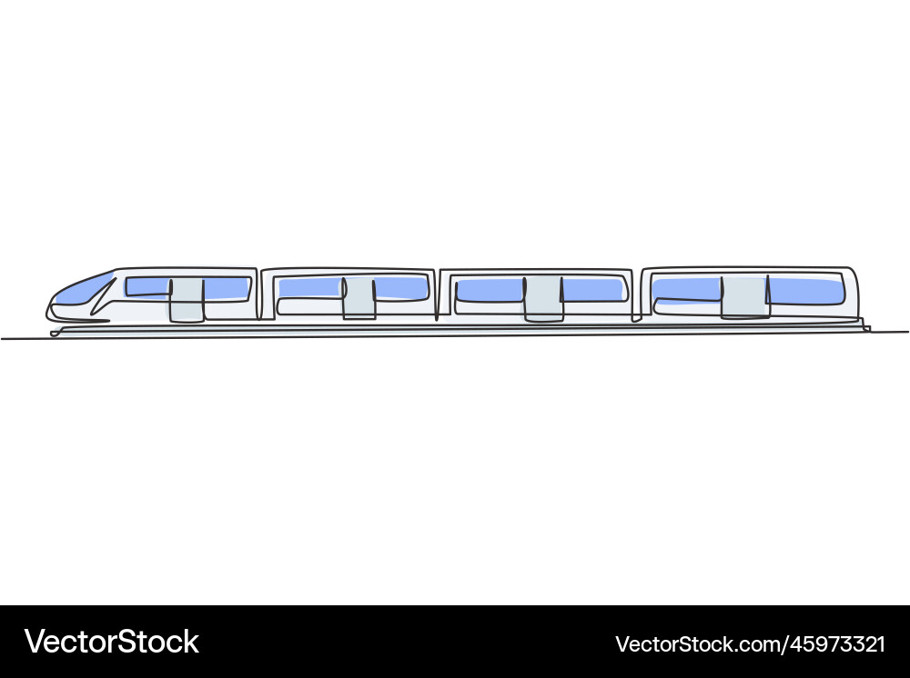 Continuous one line drawing bullet train speeding Continuous one line drawing bullet train speeding vector image