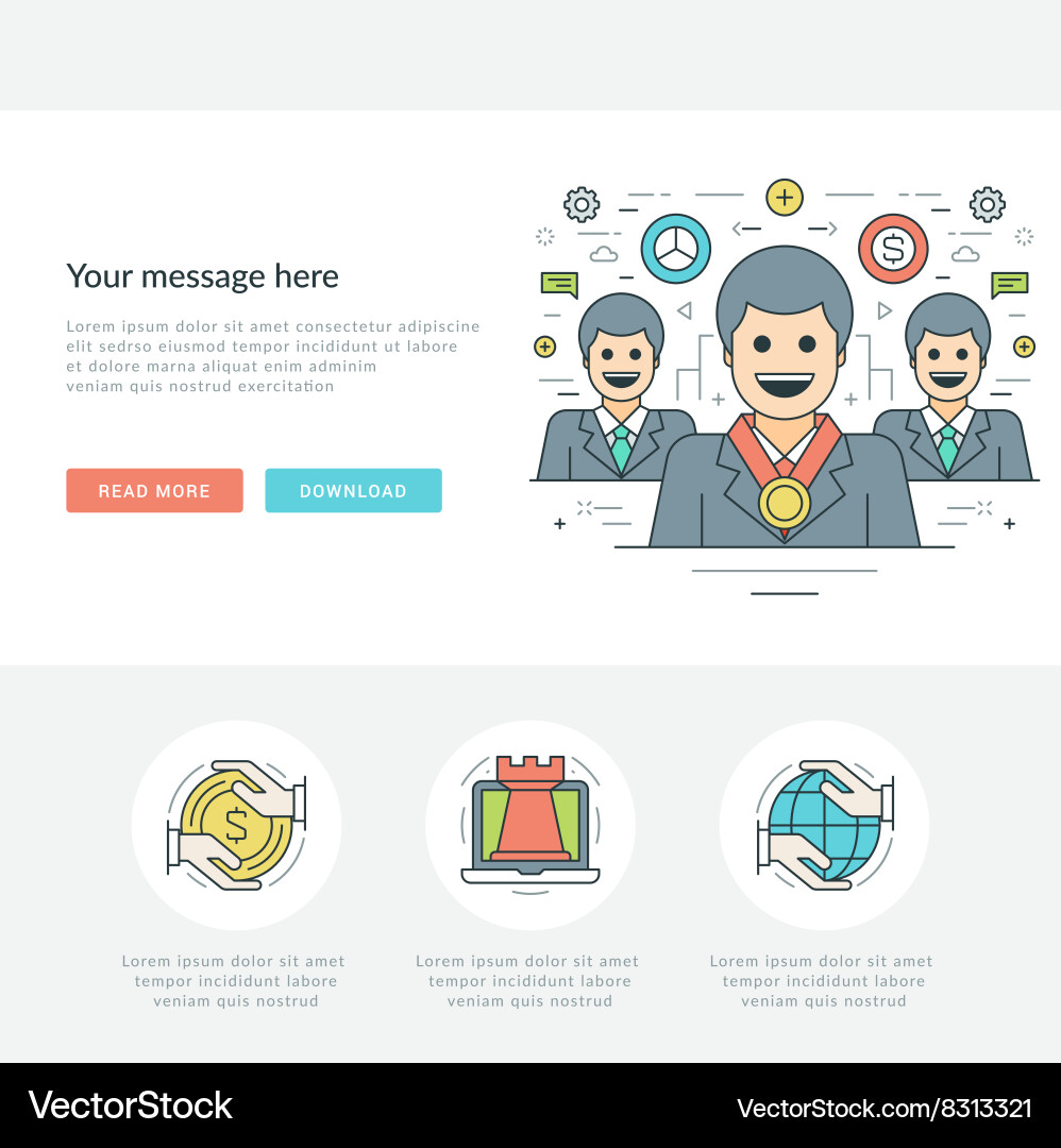 Flat line business concept web site header vector image