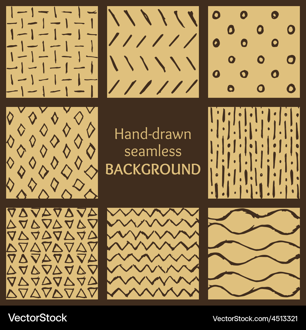 Hand-Drawn Hipster Sketch Patterns Vector Image