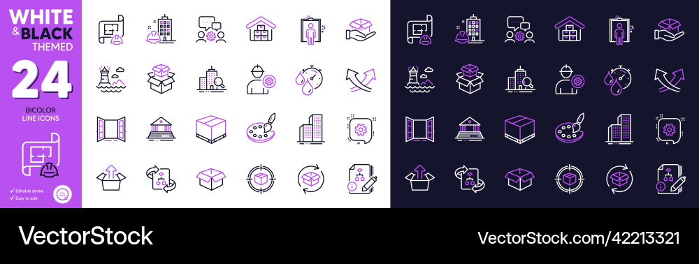 Intersection arrows inspect and lighthouse line Intersection arrows inspect and lighthouse line vector image
