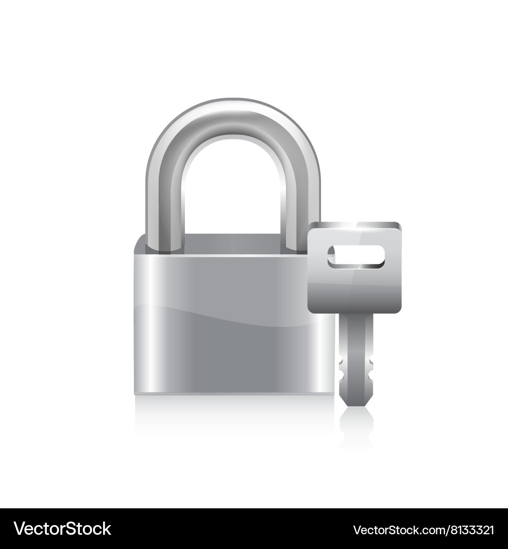 Metallic Lock with Key vector image