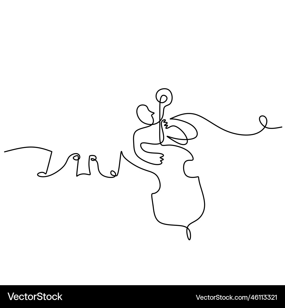 One single continuous line of man playing violin One single continuous line of man playing violin vector image