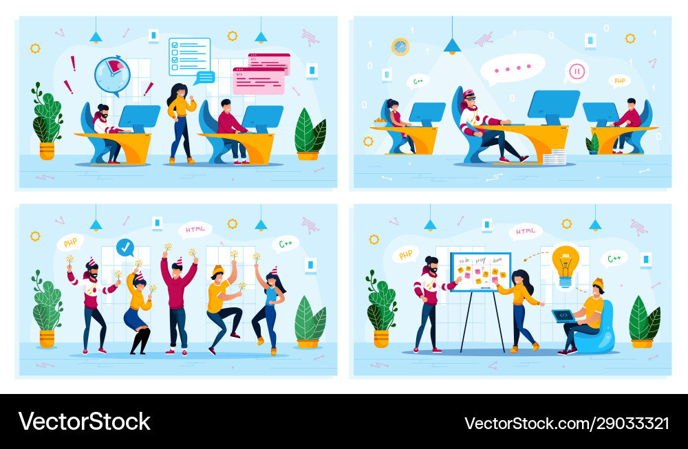 Programmers Team Collaboration Vector Image