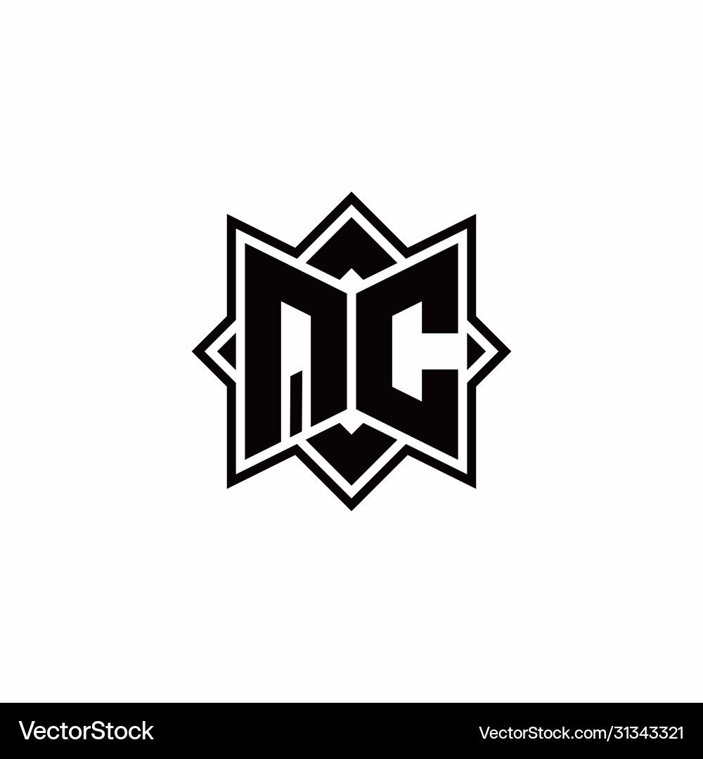 Qc monogram logo with square rotate style outline Vector Image