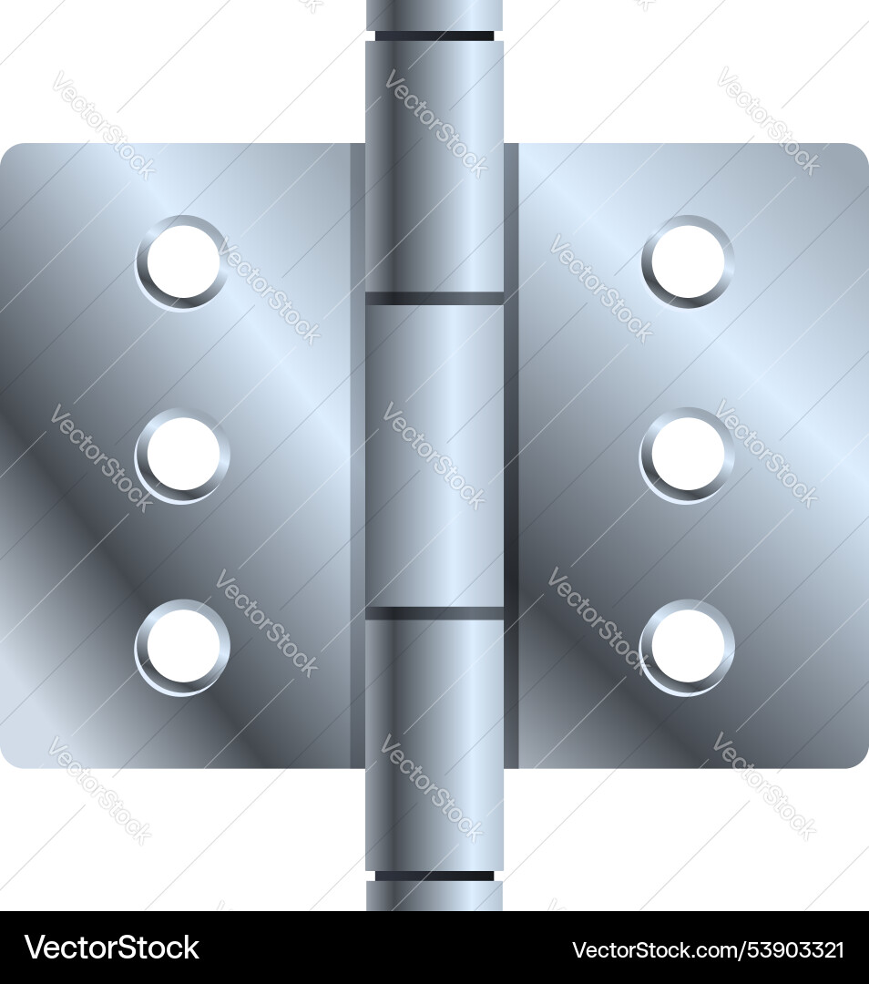Realistic metal door hinge connecting two objects Vector Image