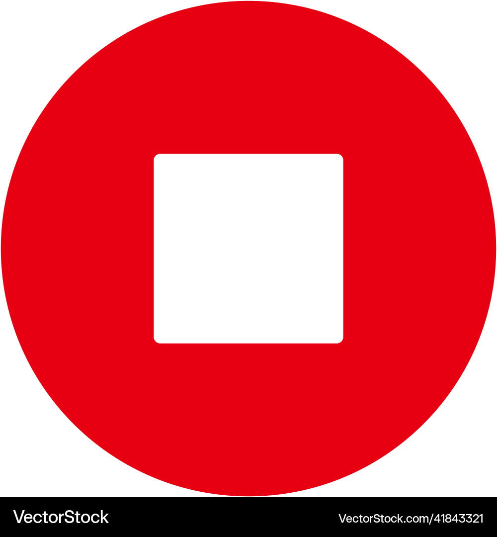 Round stop button icon in red vector image