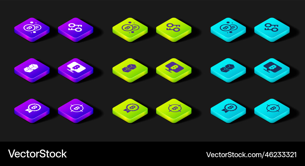 Set bitcoin the target blockchain technology Vector Image