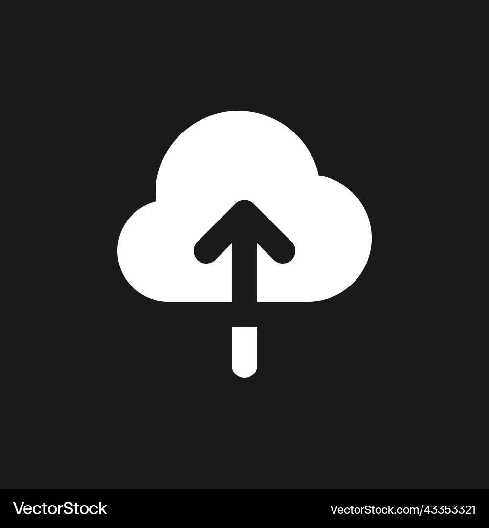 Upload to cloud dark mode glyph ui icon vector image