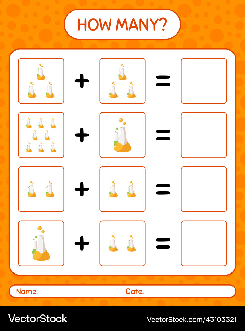 Wie viele Zählspiel mit Chemieschlauch Wie viele Zählspiel mit Chemieschlauch vektorbild
