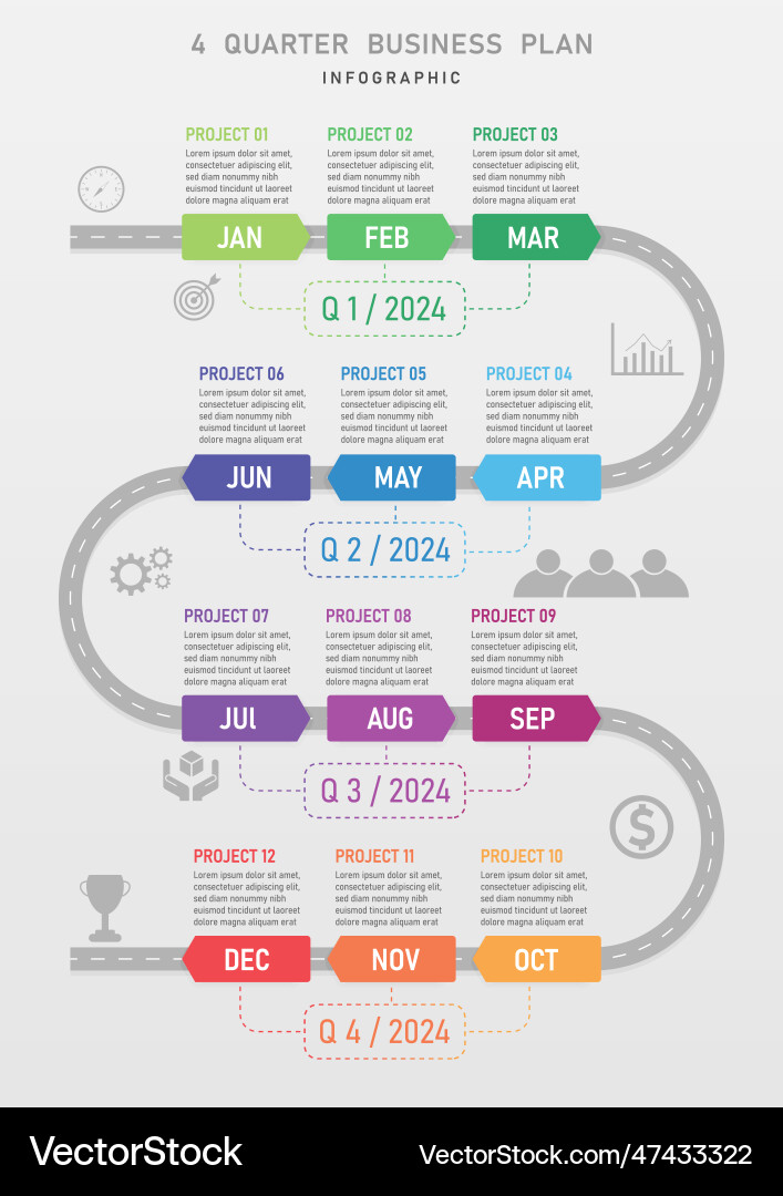 4 quarter business timeline 009 4 quarter business timeline 009 vector image