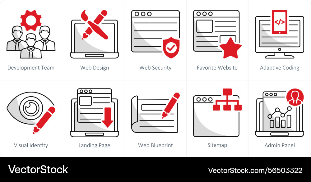 A set of 10 web design icons as development team A set of 10 web design icons as development team vector image