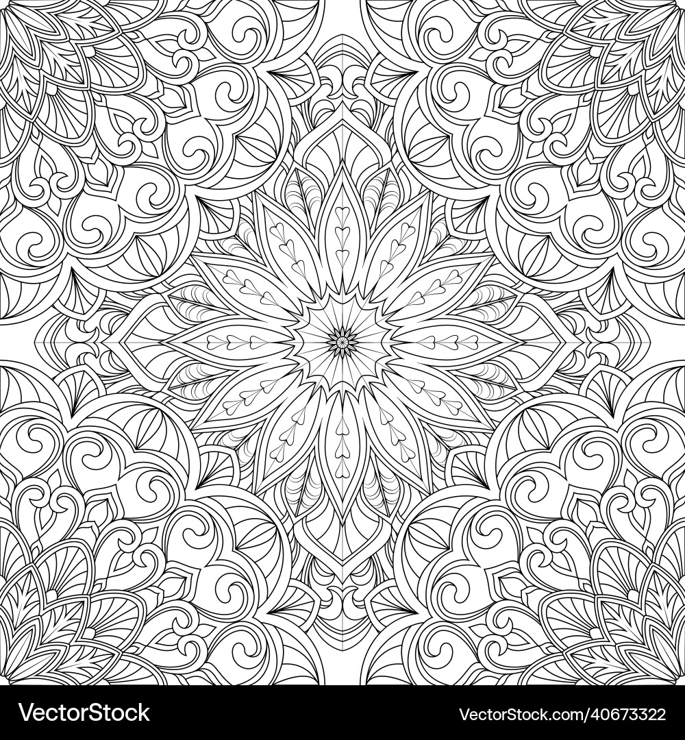 Coloring geometric floral pattern Coloring geometric floral pattern vector image