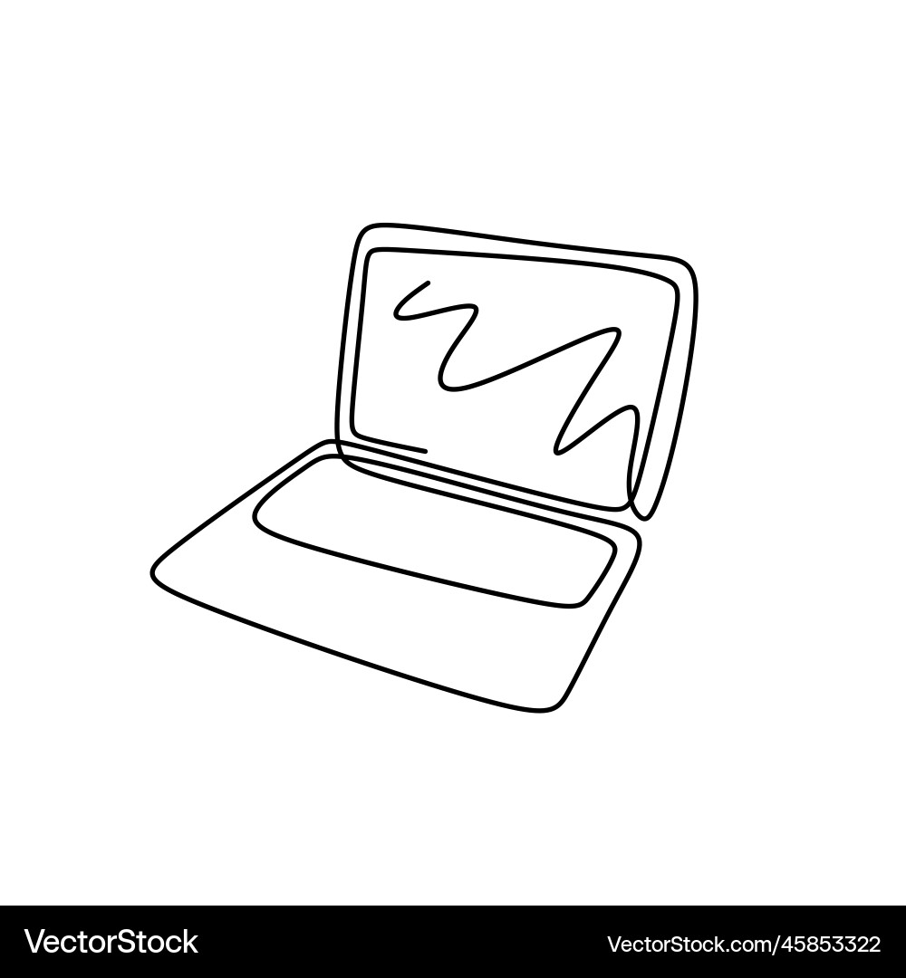 Continuous one line drawing of laptop computer Vector Image