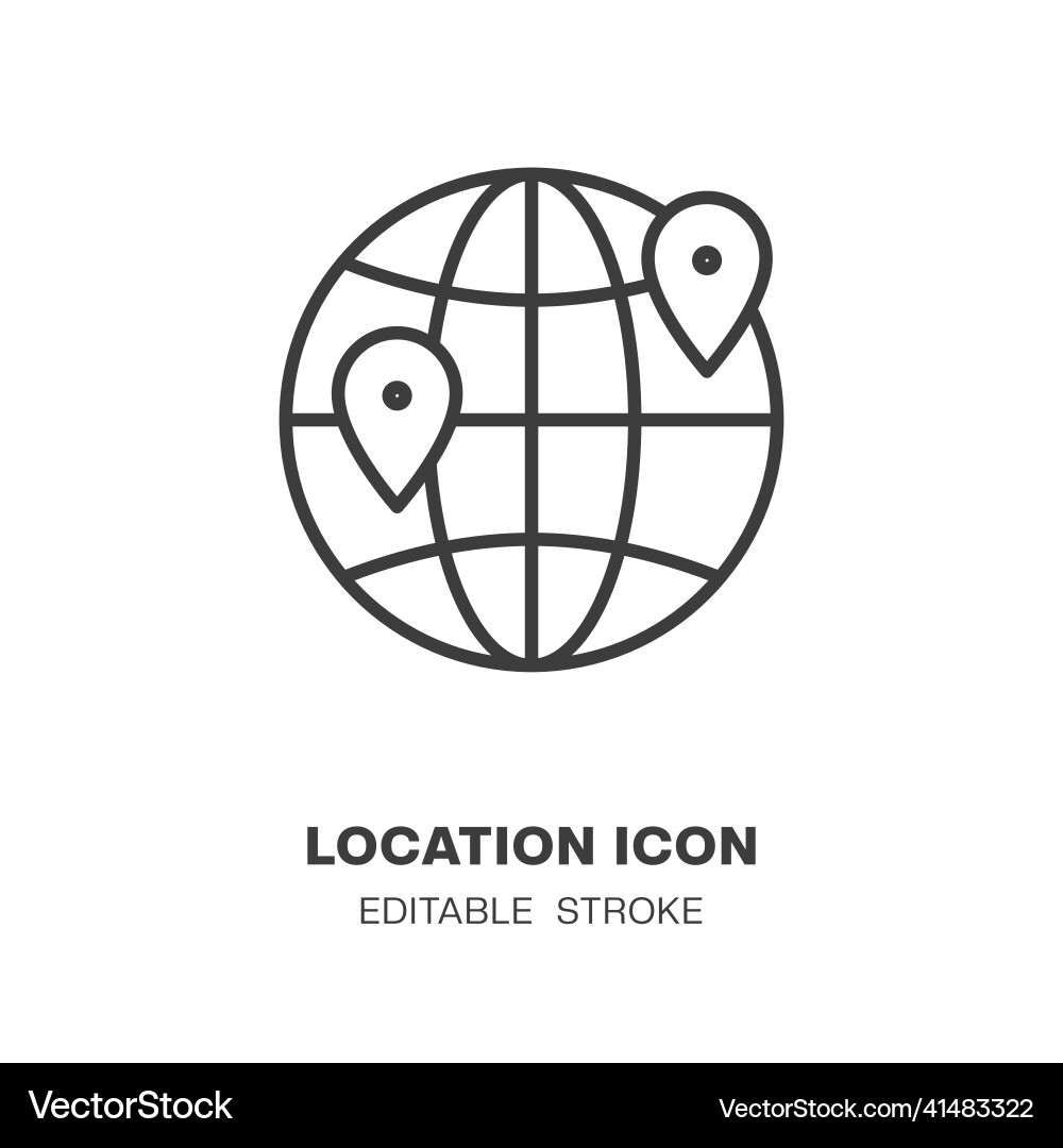 Earth globe location icon navigation line Earth globe location icon navigation line Vector Image