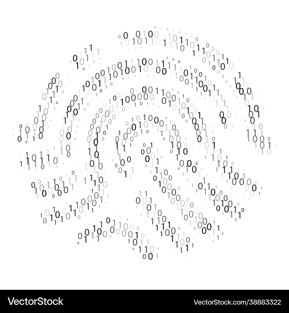 Fingerprint binary code digital identification vector image