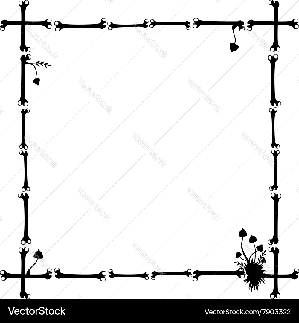 Frame with mushrooms and bones Vector Image